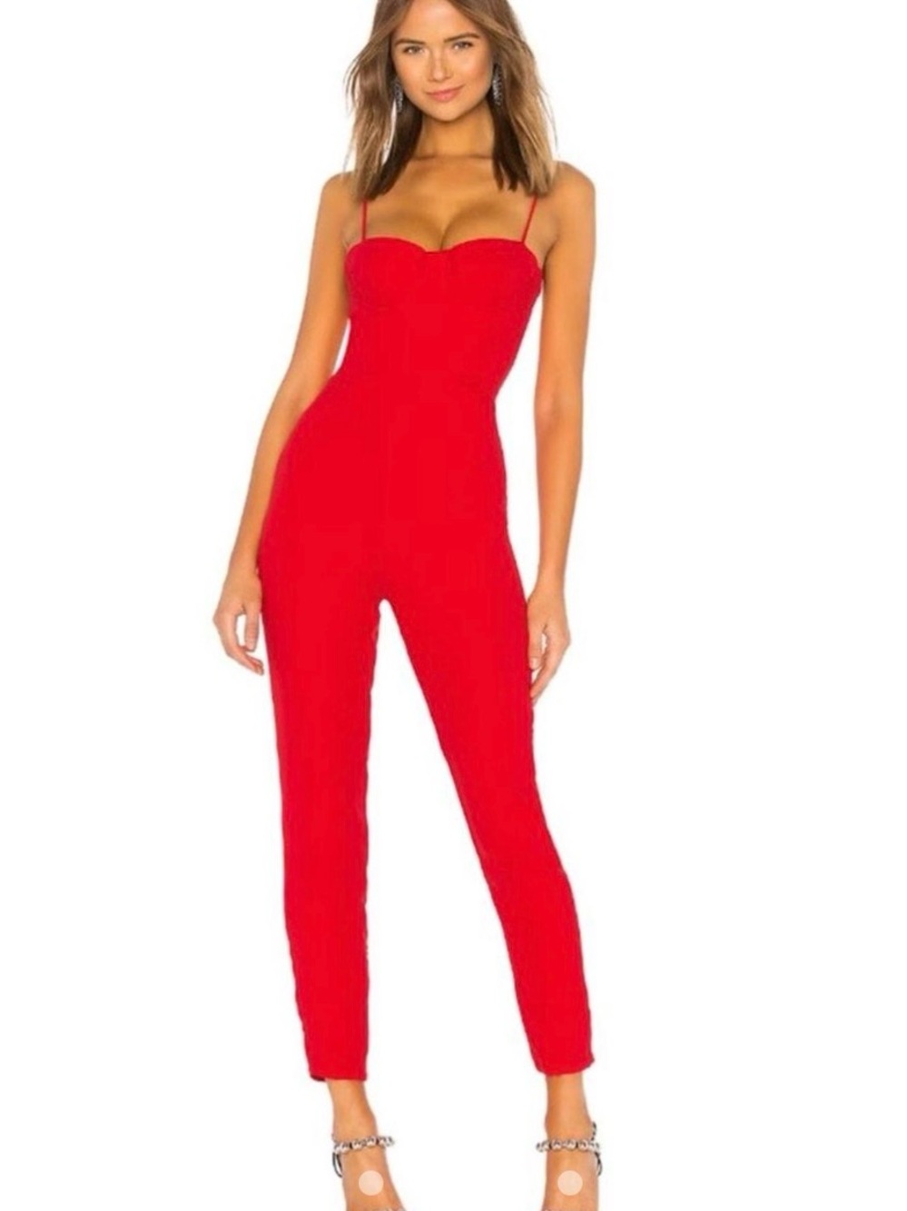 Lovers + Friends Red Strapless Slim Jumpsuit